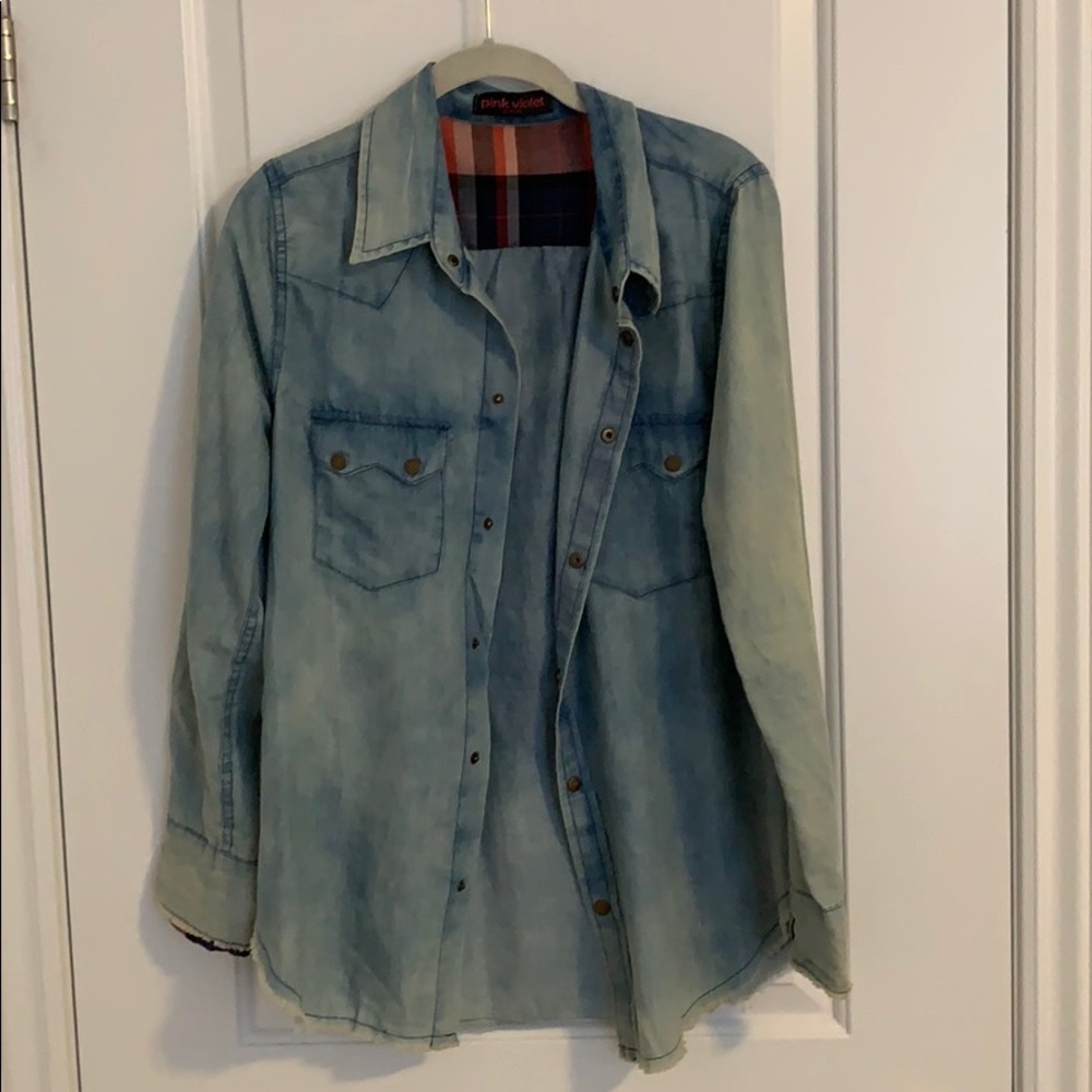 Jean shirt with plaid